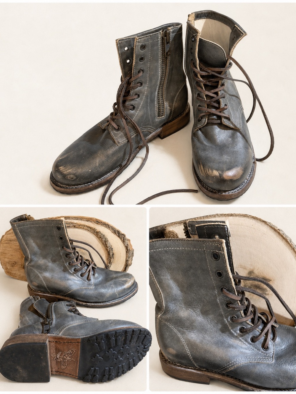 Free Bird Manchester Distressed Leather Cowgirl Combat Boots Size 8